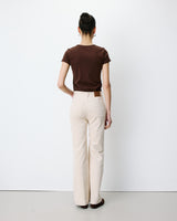 Pantalon droit velours côtelé ecru Alban
