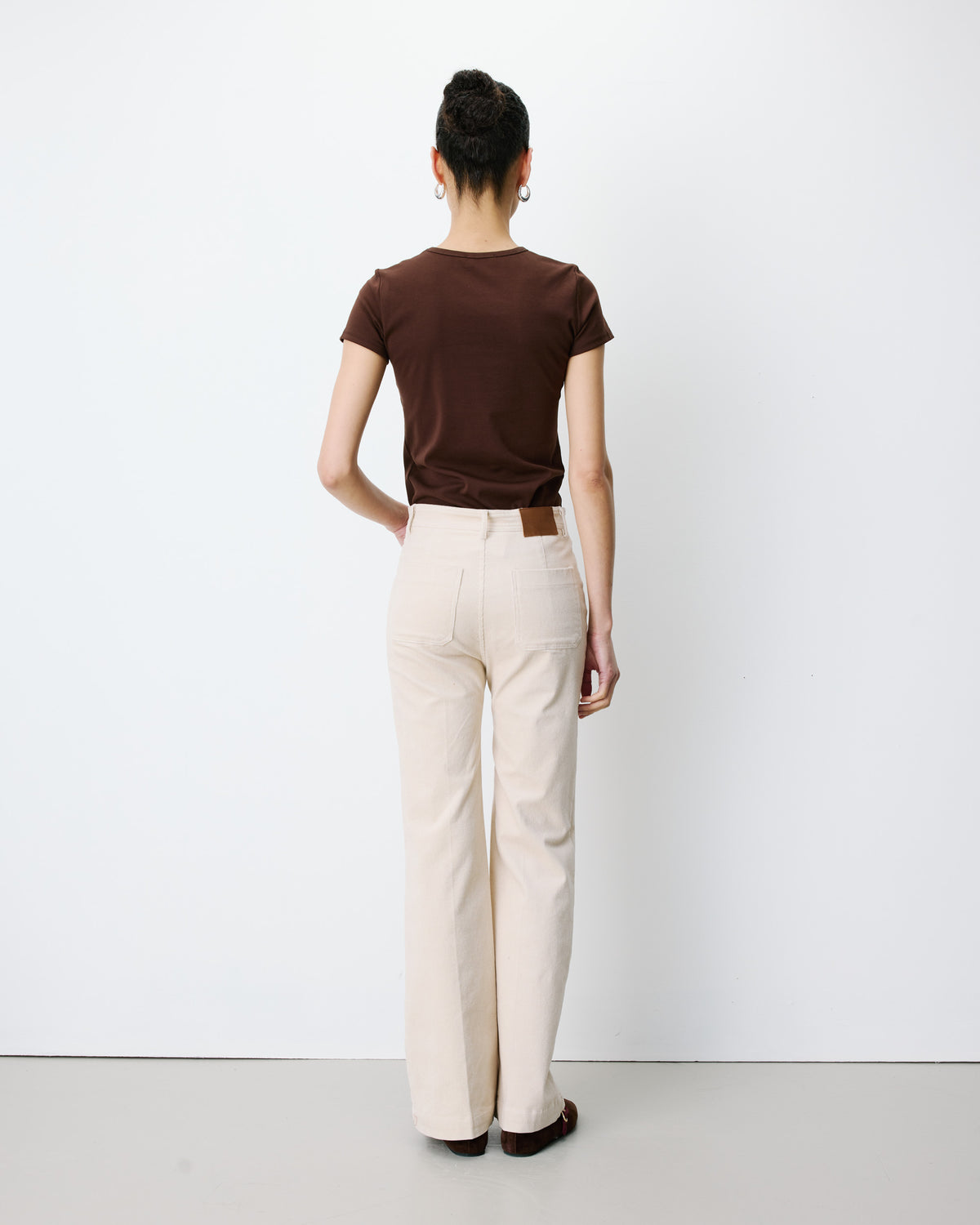 Pantalon droit velours côtelé ecru Alban
