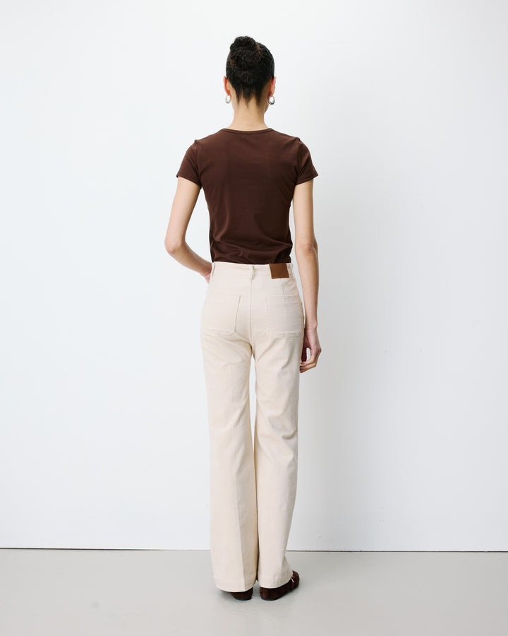 Pantalon droit velours côtelé ecru Alban