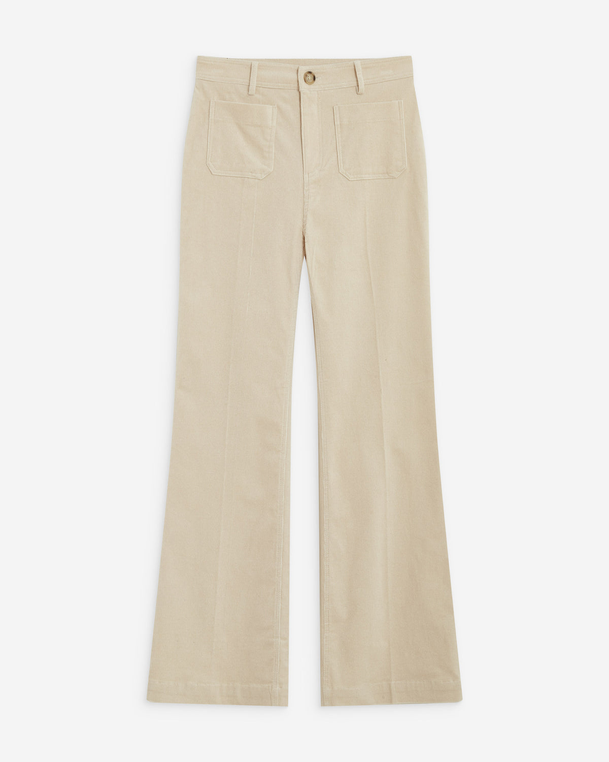 Pantalon droit velours côtelé ecru Alban