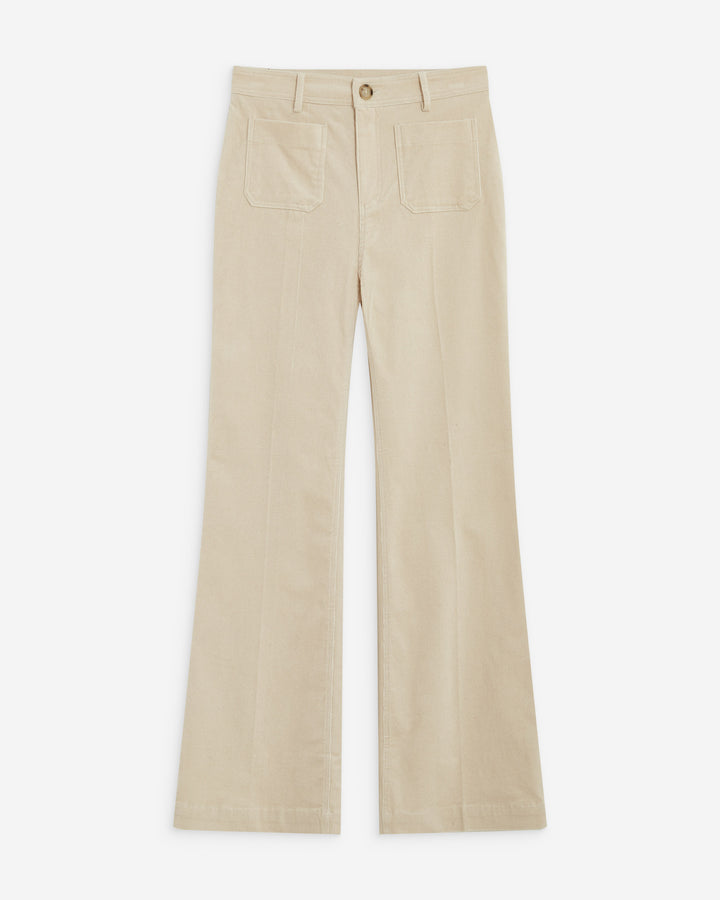 Pantalon droit velours côtelé ecru Alban