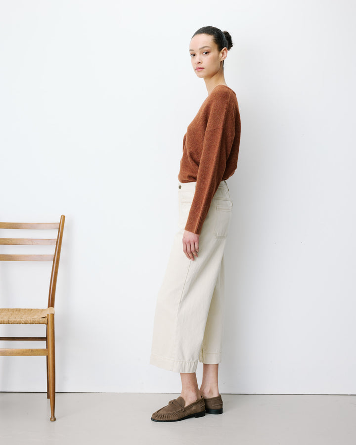 Jean 7/8 taille haute poches plaquées sable Johan
