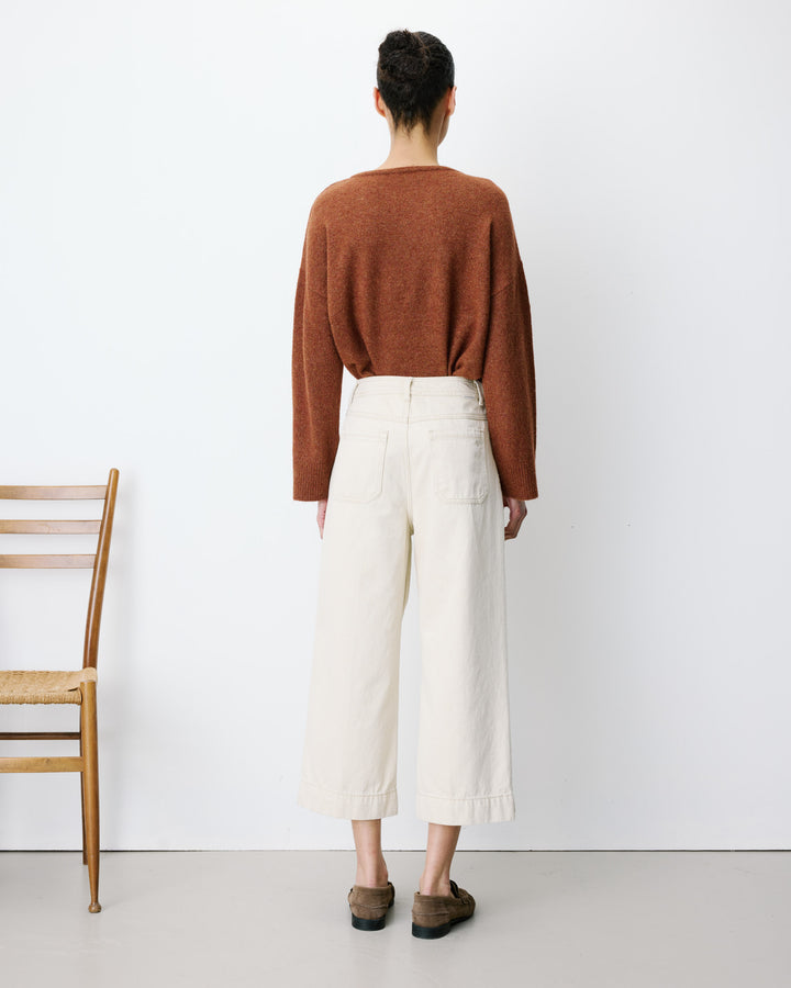 Jean 7/8 taille haute poches plaquées sable Johan