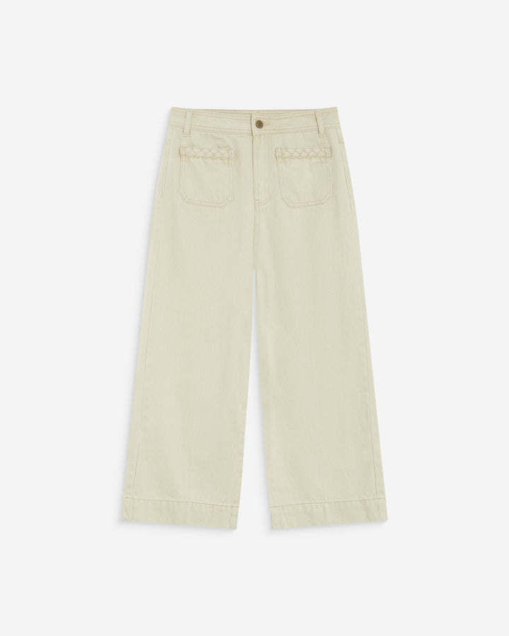 Jean 7/8 taille haute poches plaquées sable Johan