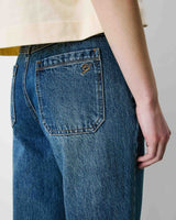 Jean 7/8 taille haute poches plaquées vintageblue Johan