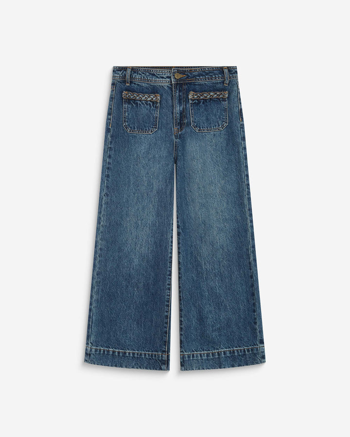 Jean 7/8 taille haute poches plaquées vintageblue Johan