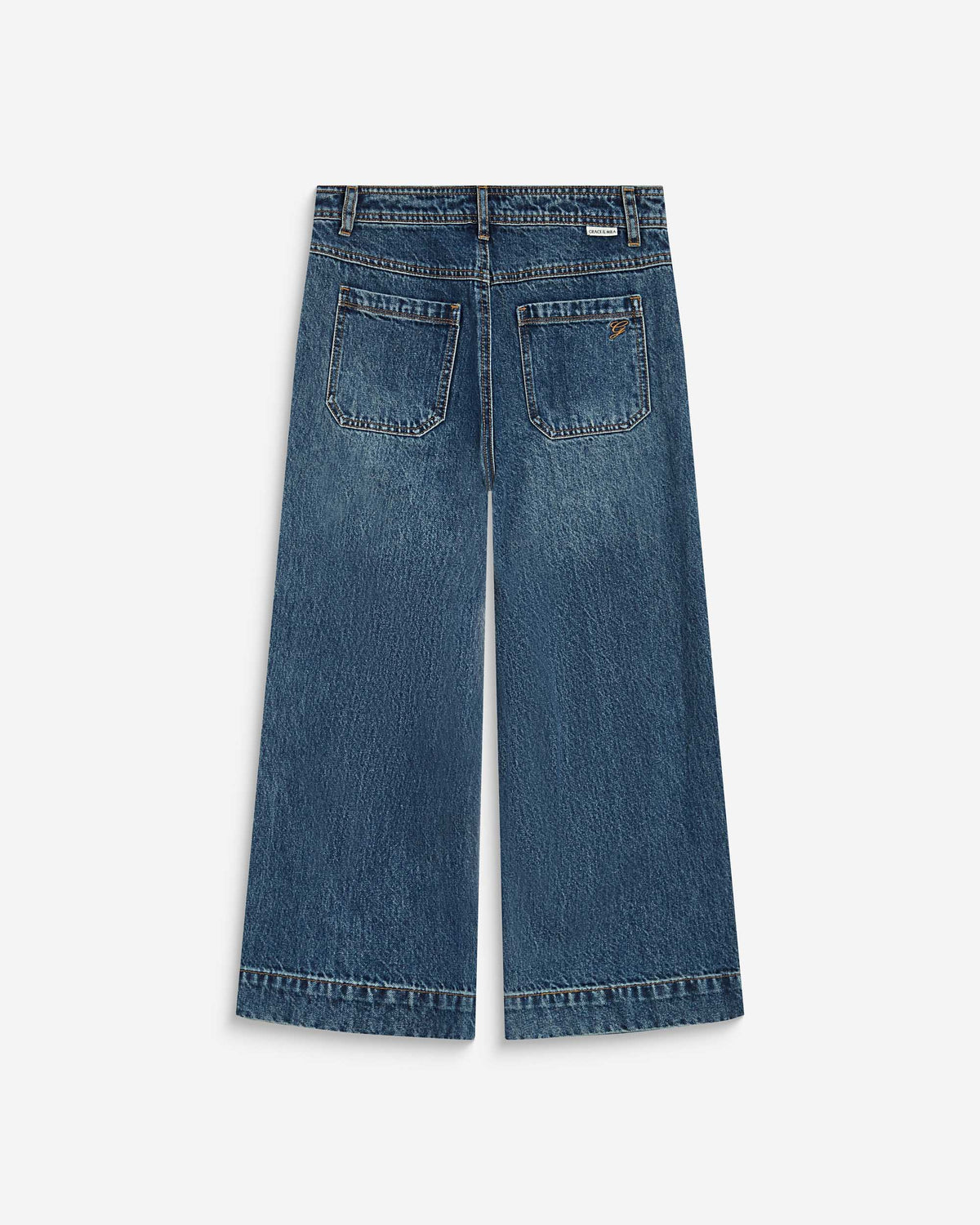 Jean 7/8 taille haute poches plaquées vintageblue Johan