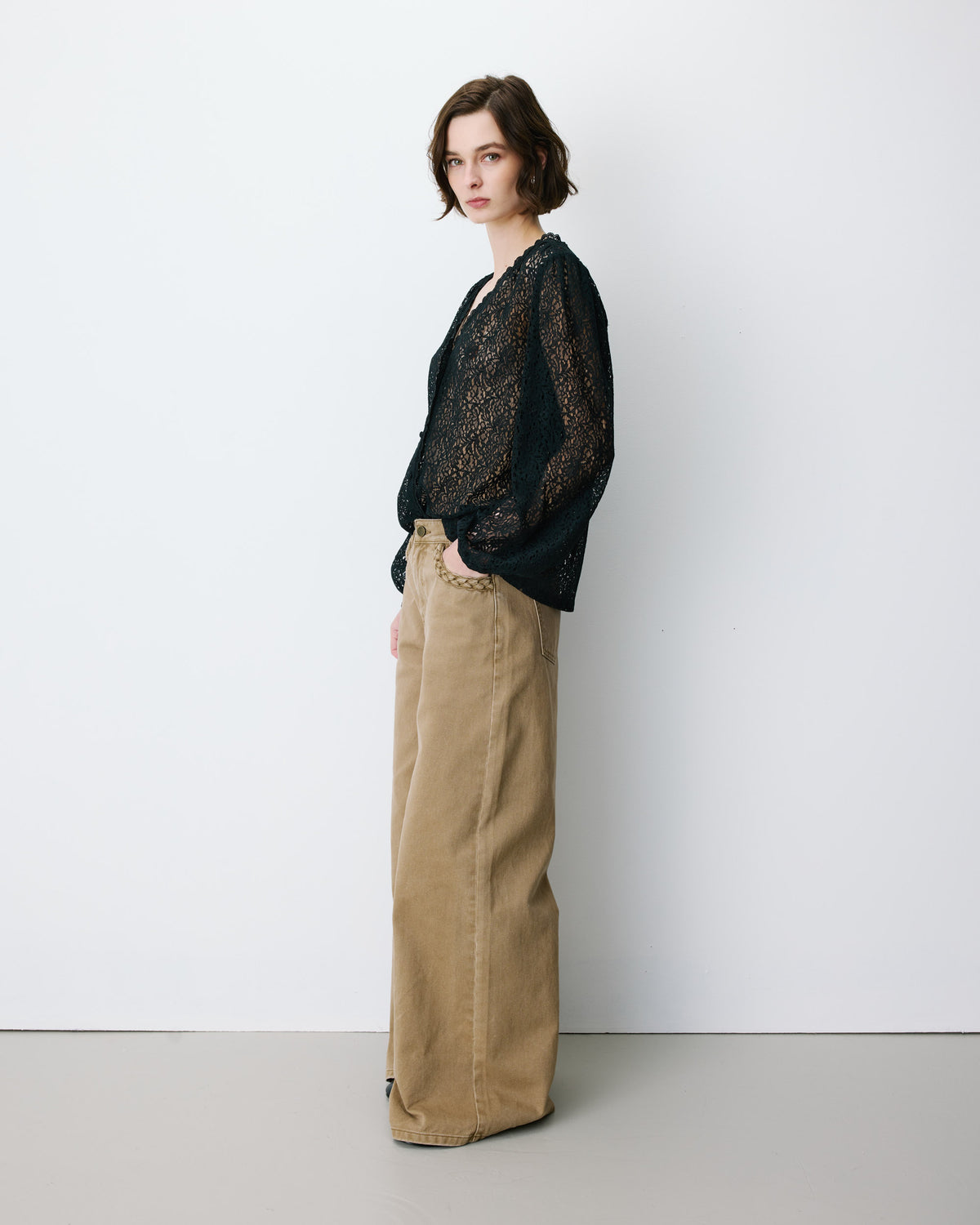 Jean jambe large poches tressées mocha Julian