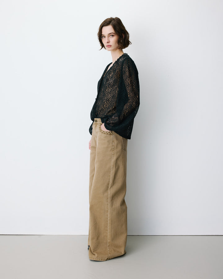 Jean jambe large poches tressées mocha Julian