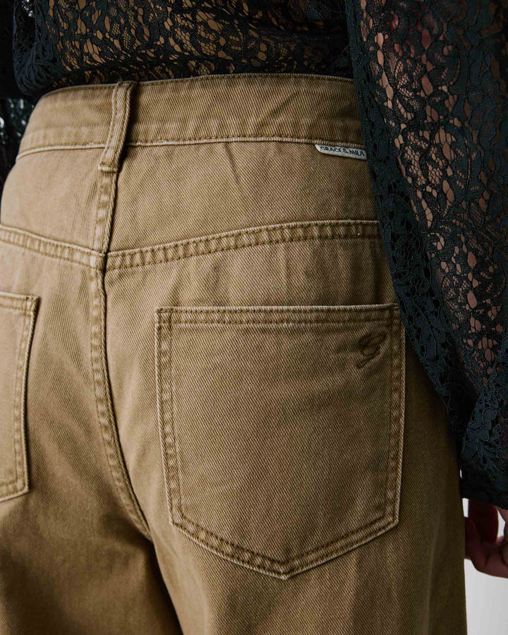 Jean jambe large poches tressées mocha Julian