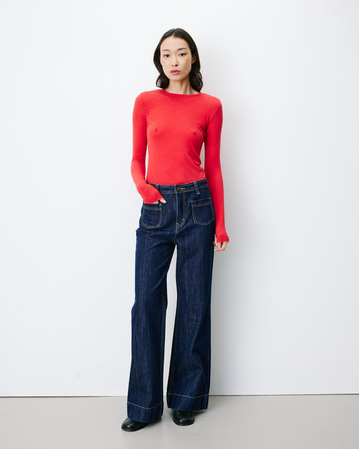 Jean droit taille haute poches plaquées darkblue Jacob
