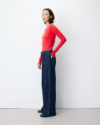 Jean droit taille haute poches plaquées darkblue Jacob