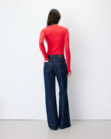 Jean droit taille haute poches plaquées darkblue Jacob