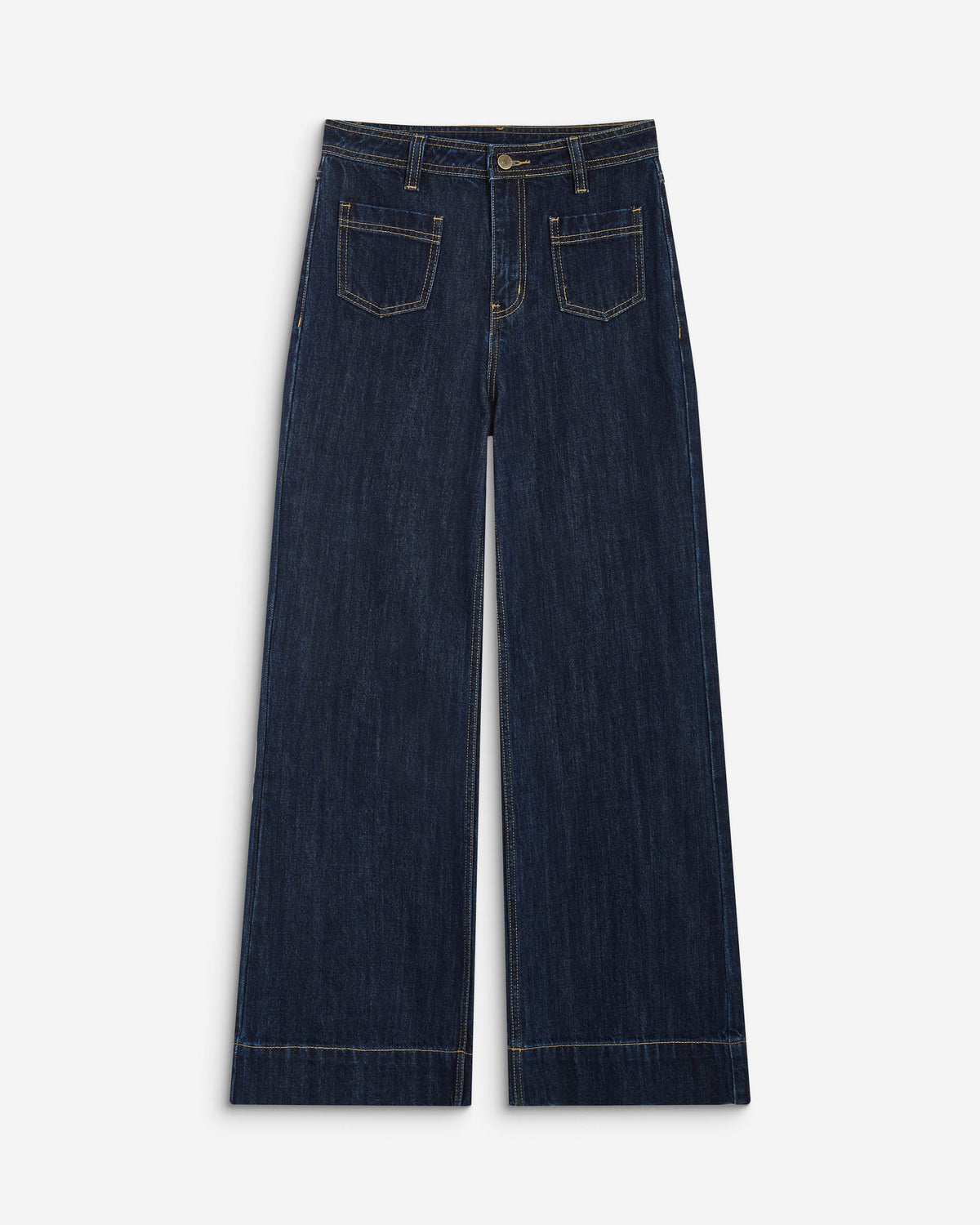 Jean droit taille haute poches plaquées darkblue Jacob