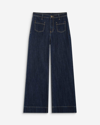Jean droit taille haute poches plaquées darkblue Jacob