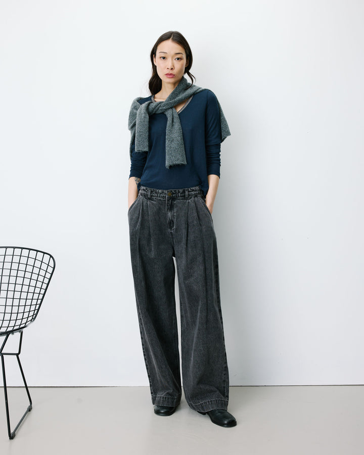 Jean baggy taille mi haute blackwashed John