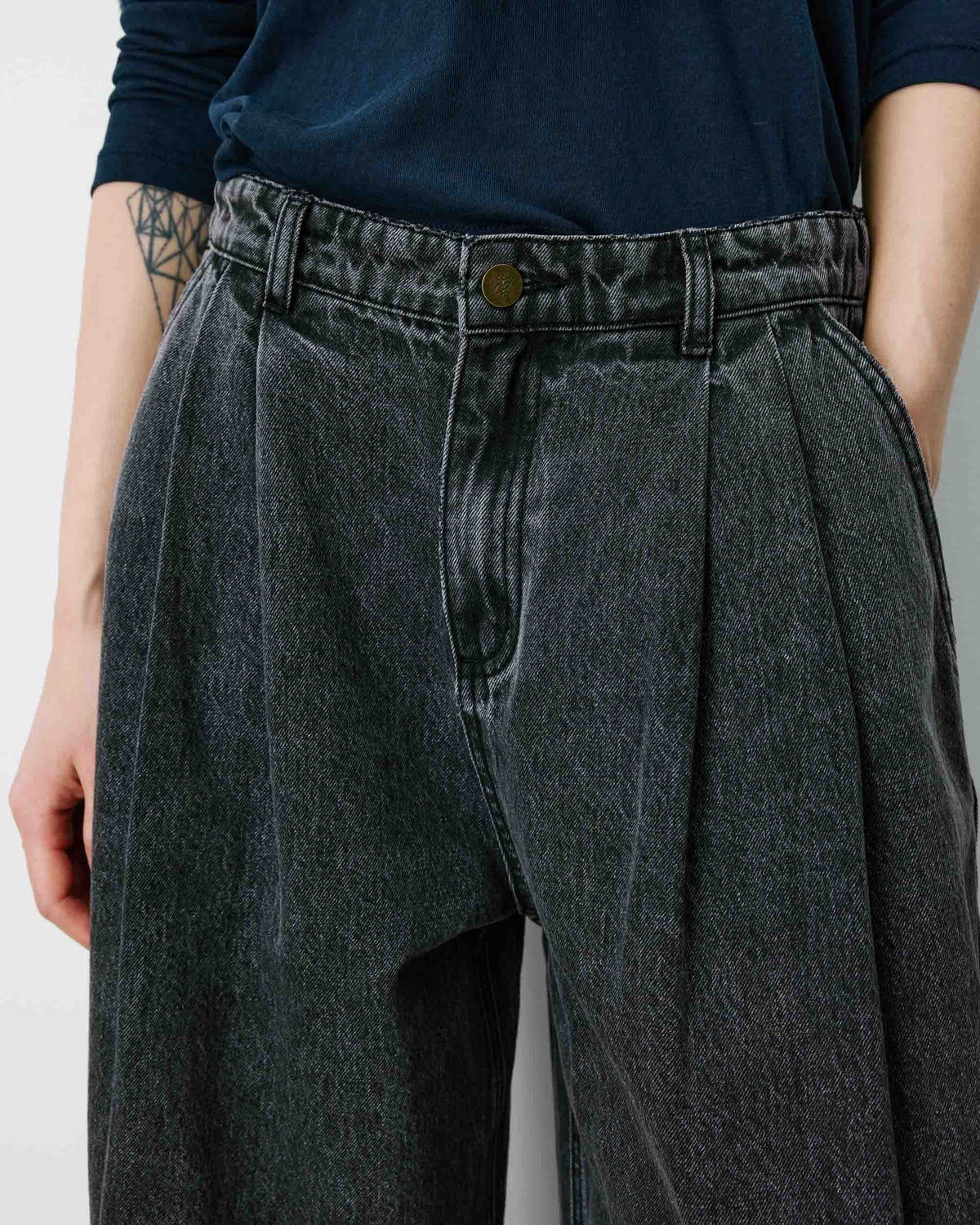 Jean baggy taille mi haute blackwashed John