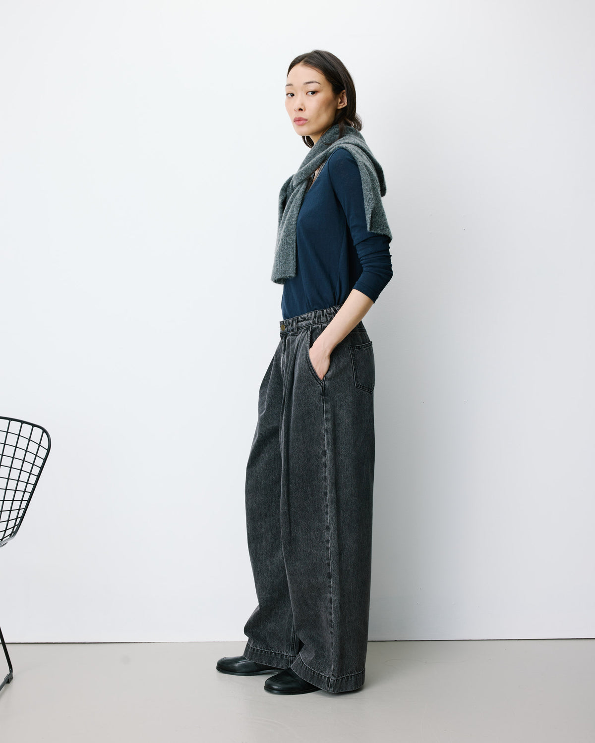 Jean baggy taille mi haute blackwashed John
