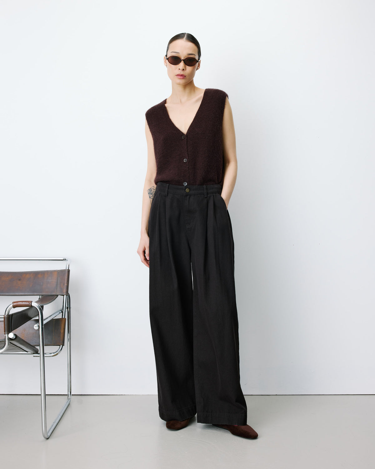 Jean baggy taille mi haute chocolat John