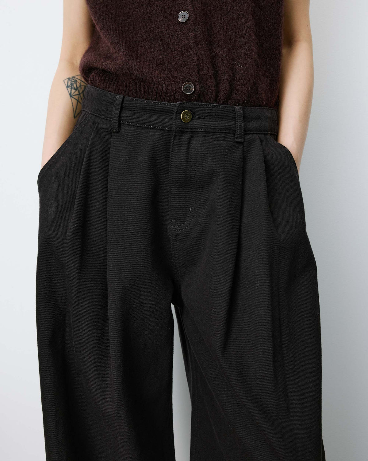 Jean baggy taille mi haute chocolat John