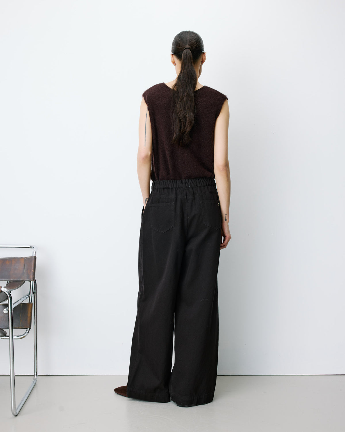 Jean baggy taille mi haute chocolat John