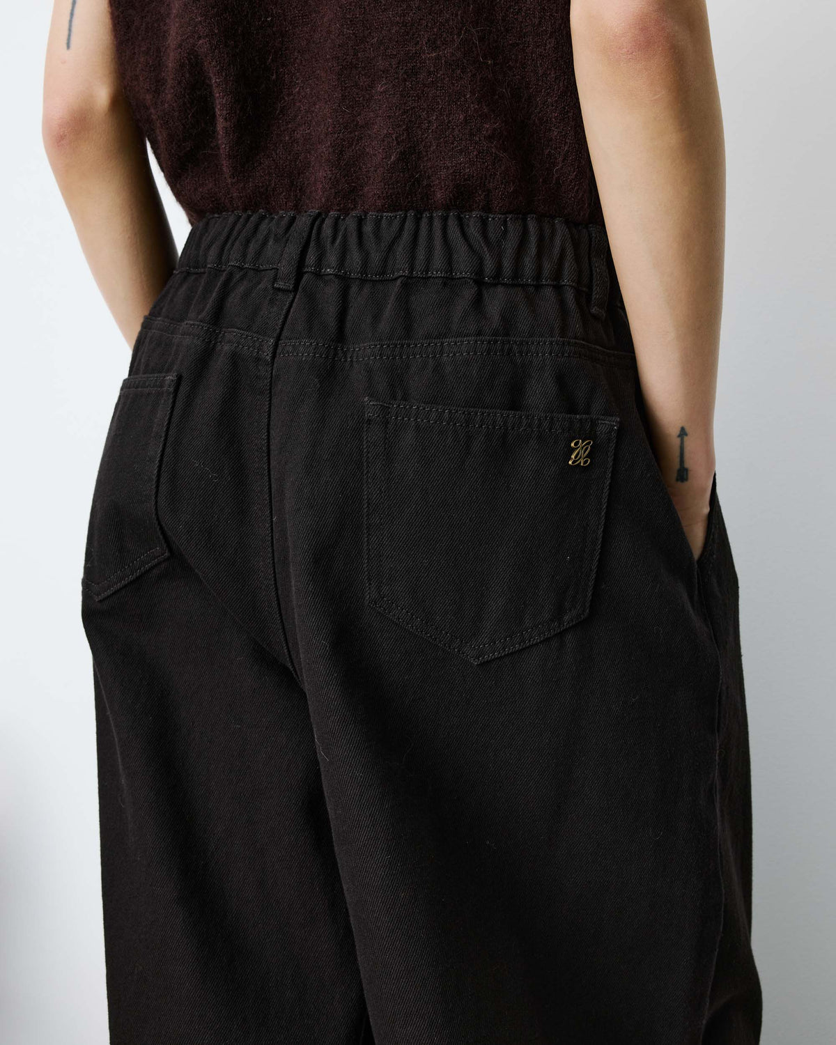Jean baggy taille mi haute chocolat John