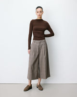 Pantalon jupe-culotte prince de Galles beige Arnold