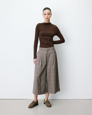 Pantalon jupe-culotte prince de Galles beige Arnold