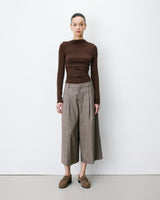 Pantalon jupe-culotte prince de Galles beige Arnold