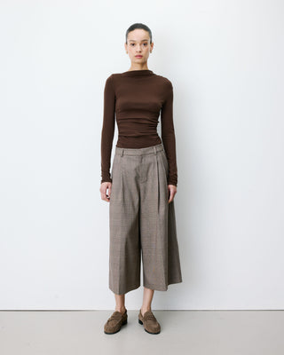 Pantalon jupe-culotte prince de Galles beige Arnold