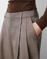 Pantalon jupe-culotte prince de Galles beige Arnold