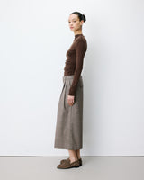 Pantalon jupe-culotte prince de Galles beige Arnold