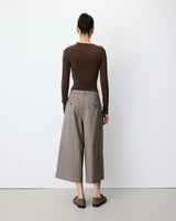 Pantalon jupe-culotte prince de Galles beige Arnold