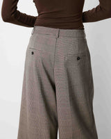 Pantalon jupe-culotte prince de Galles beige Arnold