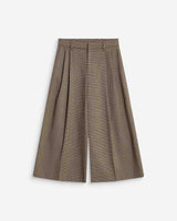 Pantalon jupe-culotte prince de Galles beige Arnold