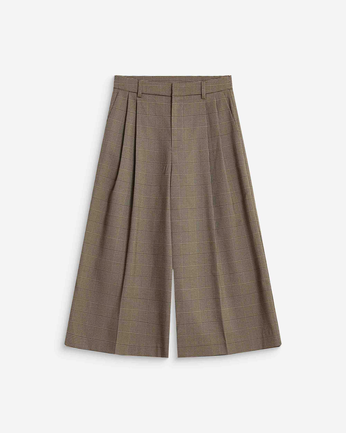 Pantalon jupe-culotte prince de Galles beige Arnold