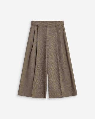 Pantalon jupe-culotte prince de Galles beige Arnold