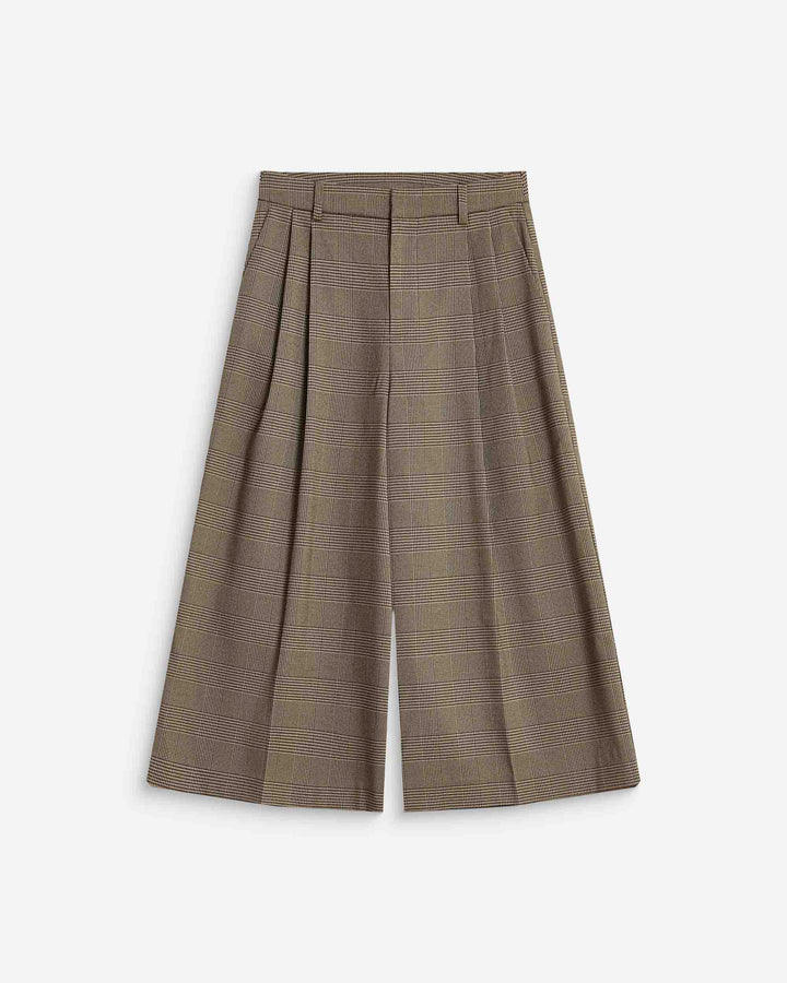 Pantalon jupe-culotte prince de Galles beige Arnold