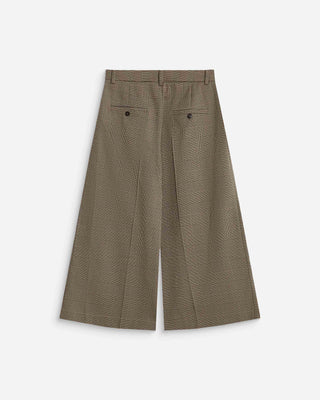 Pantalon jupe-culotte prince de Galles beige Arnold