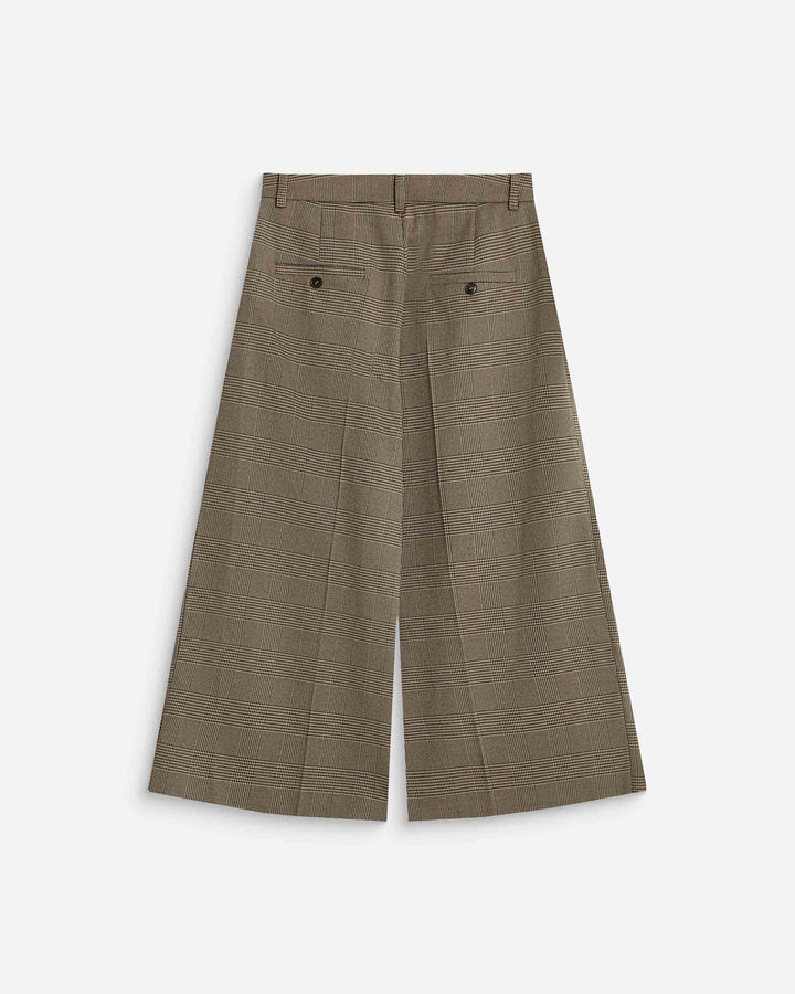 Pantalon jupe-culotte prince de Galles beige Arnold