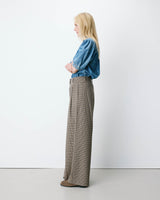 Pantalon tailleur ample pied-de-poule beige Ayen