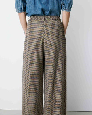 Pantalon tailleur ample pied-de-poule beige Ayen