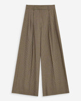 Pantalon tailleur ample pied-de-poule beige Ayen