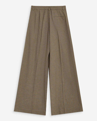 Pantalon tailleur ample pied-de-poule beige Ayen