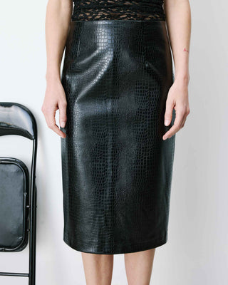 Jupe fourreau similicuir taille haute croco Acacia