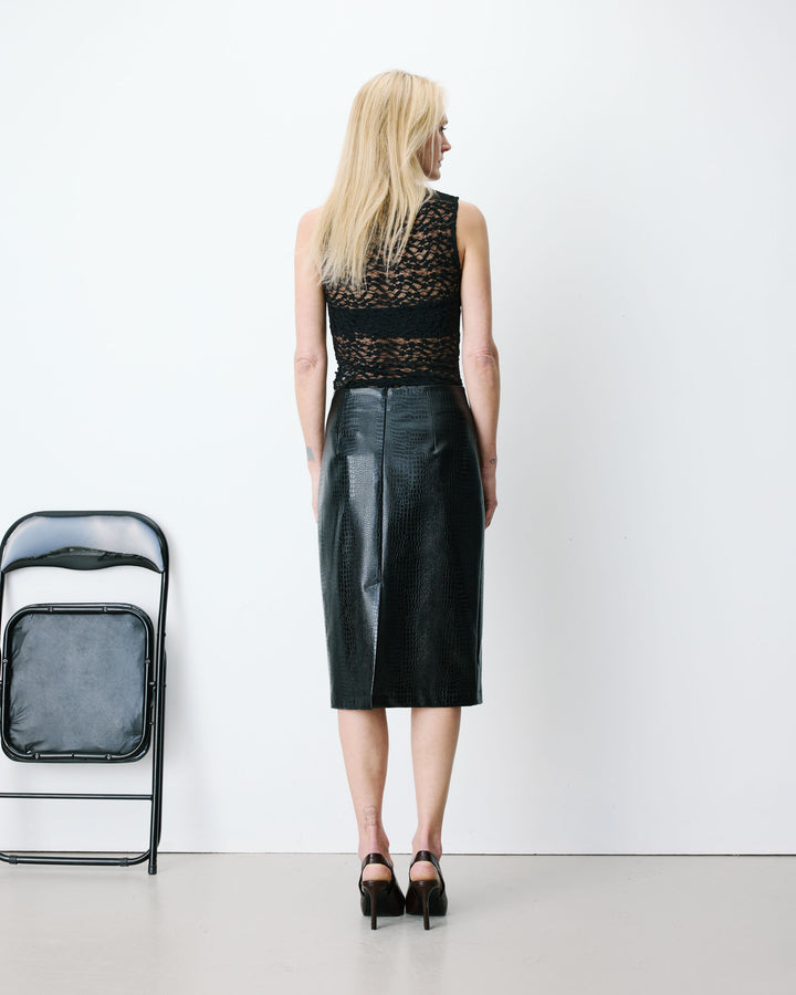 Jupe fourreau similicuir taille haute croco Acacia