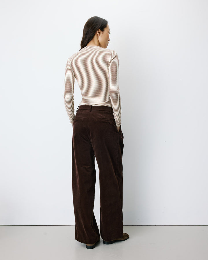 Pantalon oversize velours côtelé chocolat Abriel