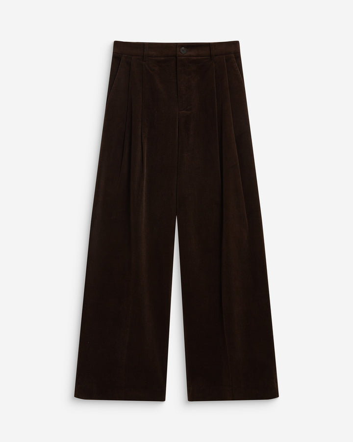 Pantalon oversize velours côtelé chocolat Abriel