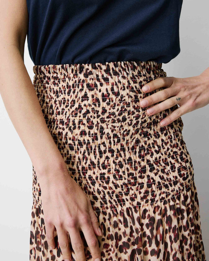 Jupe longue évasée à motif leo Alvina