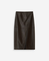 Faux-leather wrap midi skirt chocolat Aenor